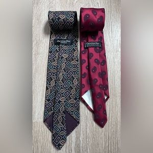 Christian Dior|Set of 2‎ Ties Red/Navy|Multicolor “jewels”